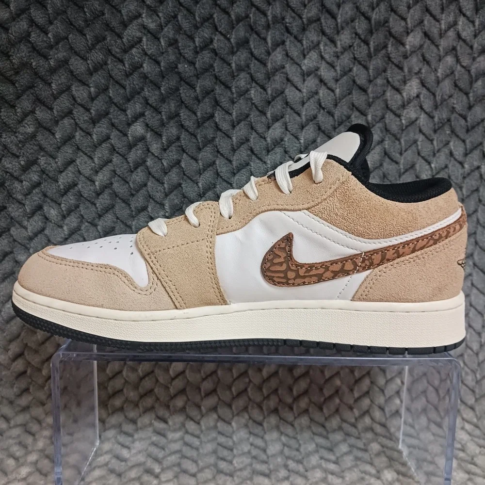 Air Jordan 1 Low SE Brown Elephant GS Youth Sneakers Shoes Size 5.5Y Women's 7